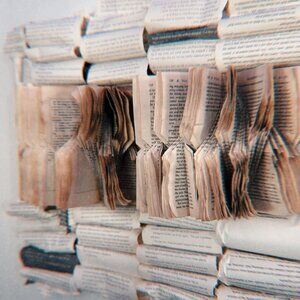 Book folded Art On Canvas / 3D Book Sculpture / Book Origami / Book Page Art /